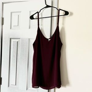 NWT Burgundy Sleeveless Chiffon Cami